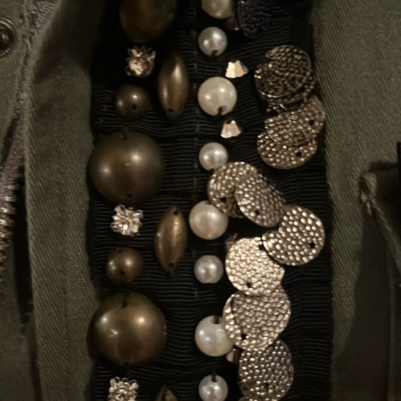 Sweet Rain Large army green 3/4 jacket embellished zipper & snaps - Picture 5 of 16